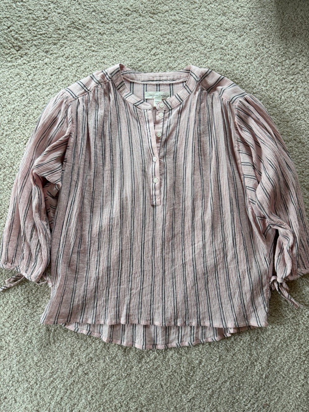 Treasure & Bond Striped Pink and Gray Popover Blouse